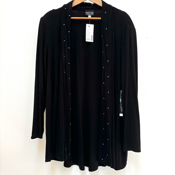Onyx Nite Long Open Front Studded Long Sleeve Cardigan Style Jacket Plus 3X- NWT - Picture 8 of 8